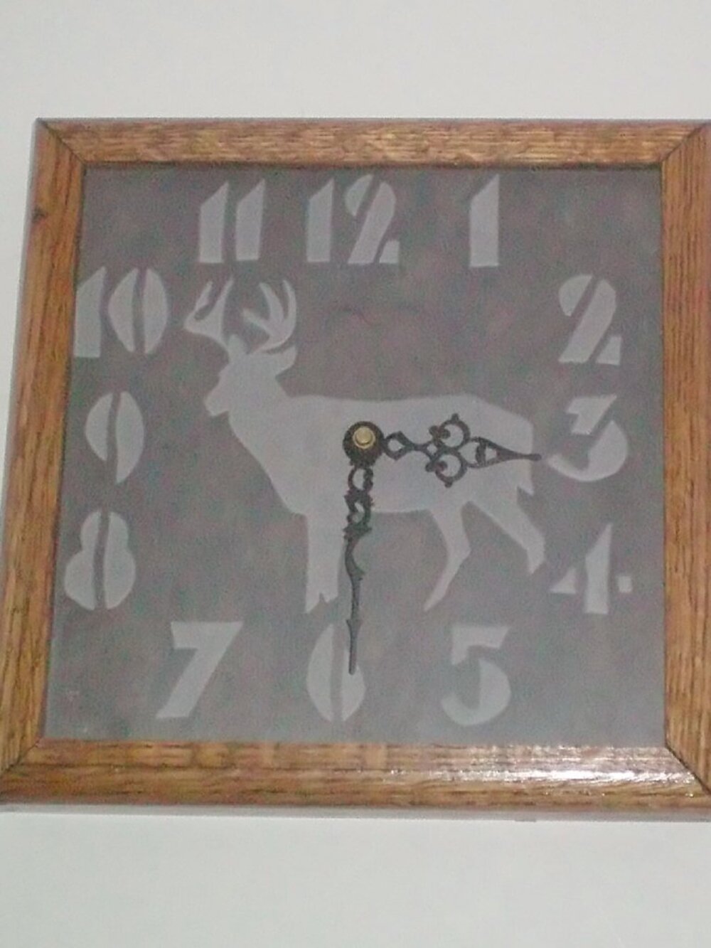 Wood Framed Slate Clock with Etched Deer Figure